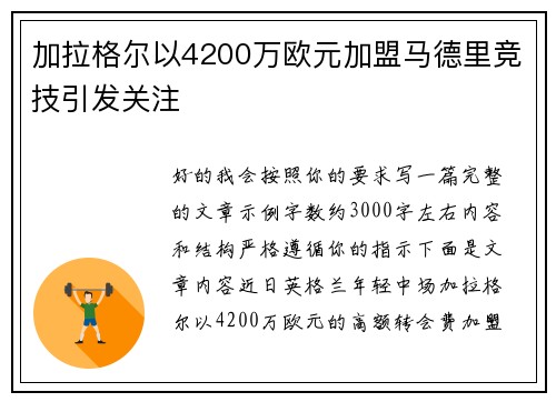 加拉格尔以4200万欧元加盟马德里竞技引发关注